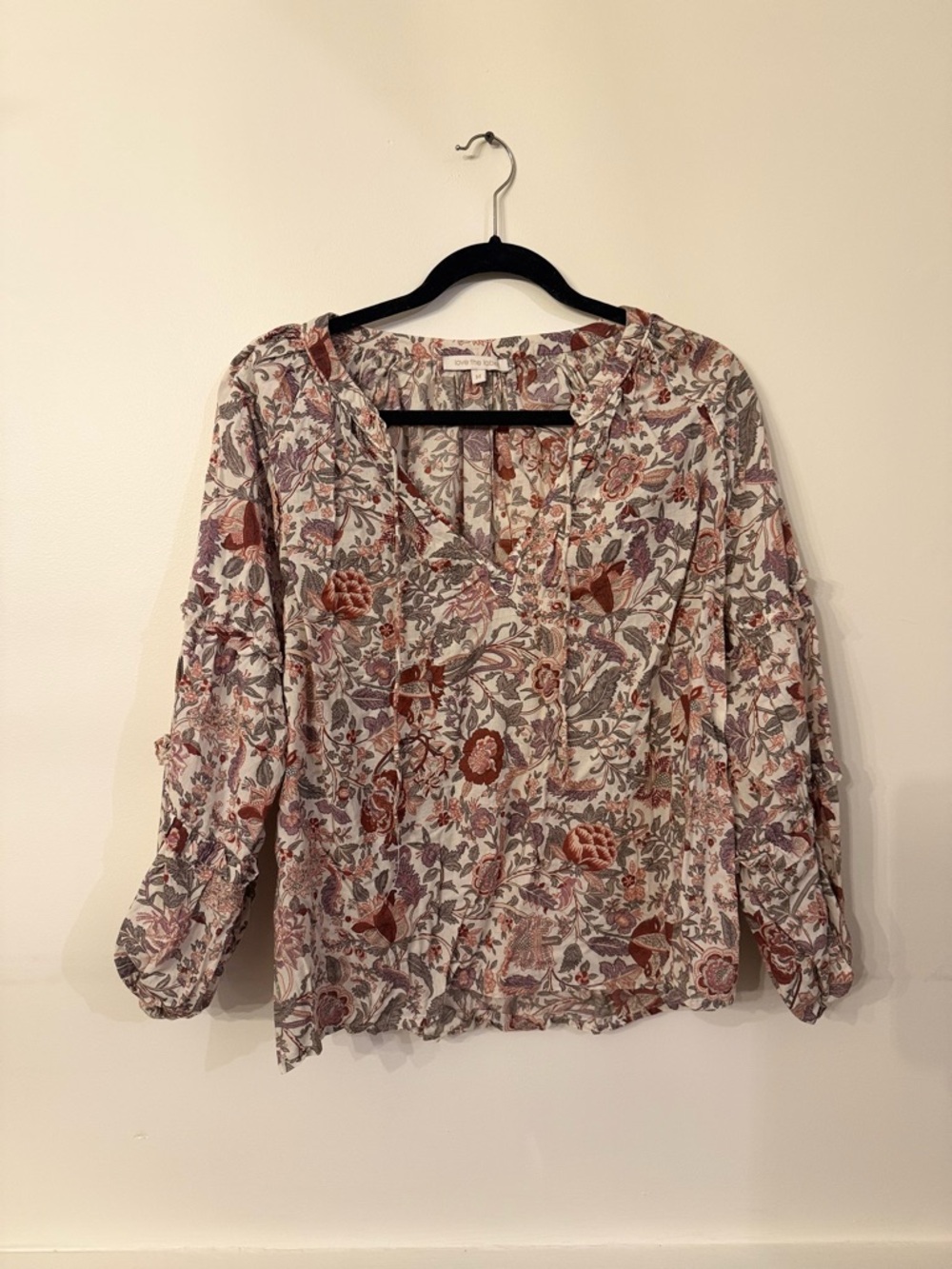 Boho Floral V-Neck Blouse in Multi-Color